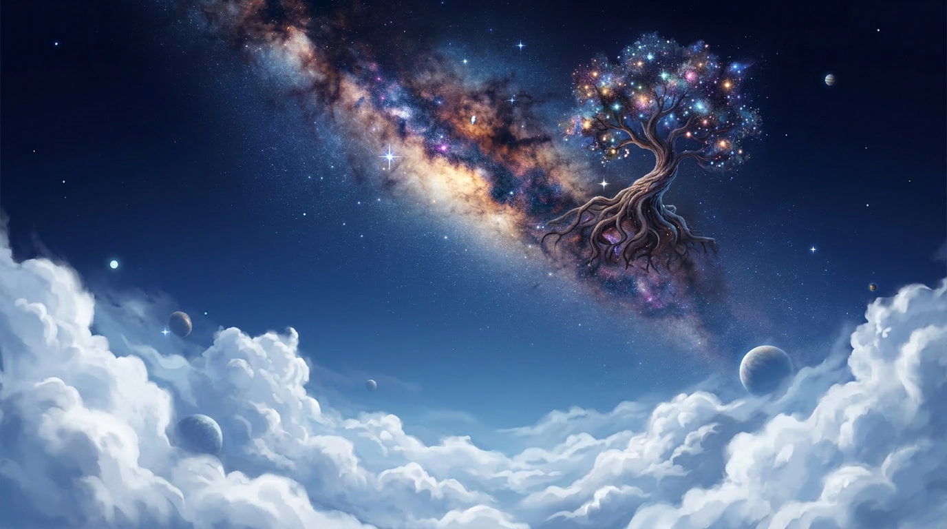 Milky Way galaxy visible over dark mountain silhouette with stars scattered across a deep blue sky